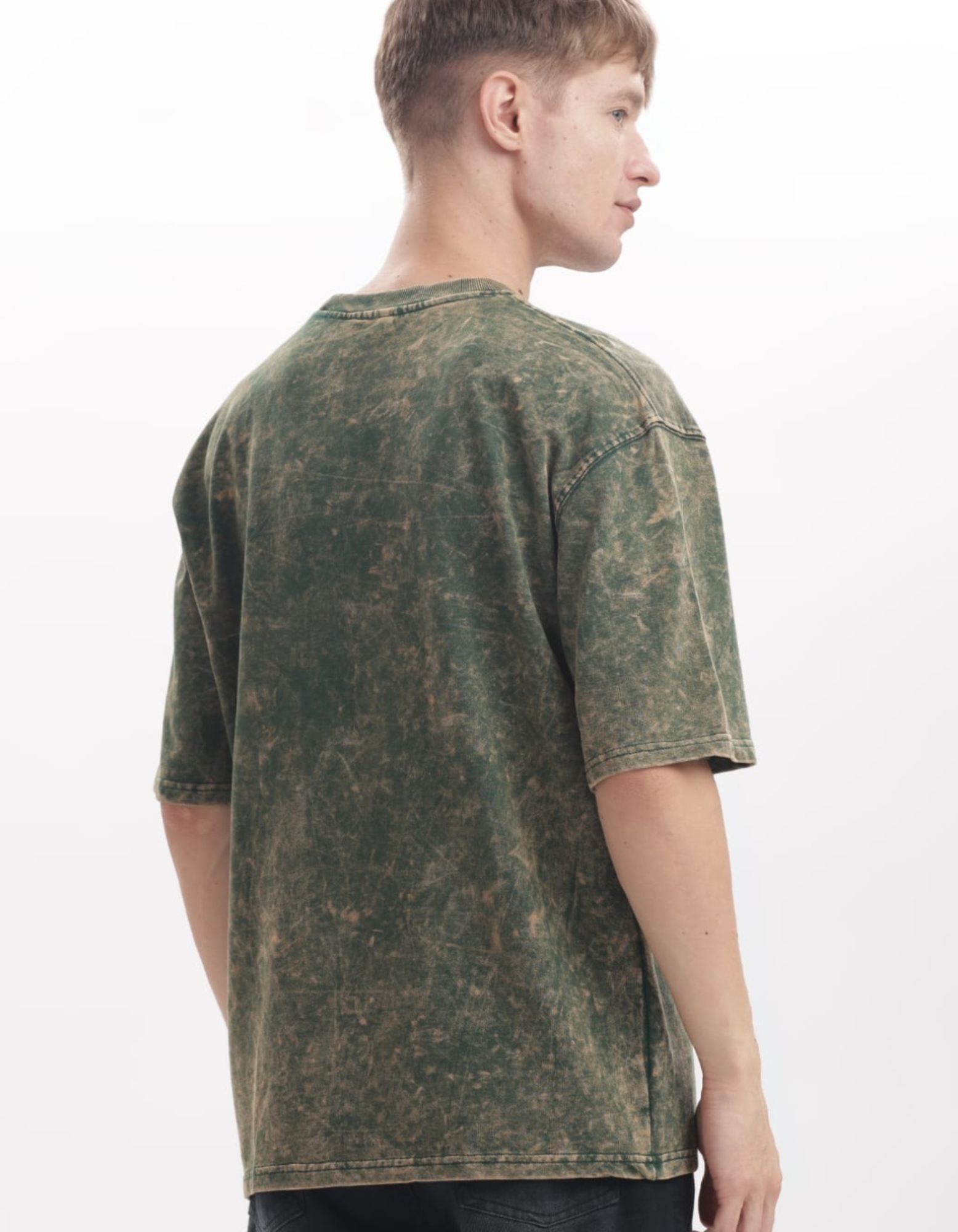 Acid Wash T-shirt Oversized 240 GSM - Bottle Green