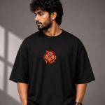 Dhirra Kerala Theyyam Oversized T-Shirt for Men | Traditional Kerala Culture Graphic Print | Premium Black Cotton T Shirt | Stylish Streetwear Tshirt