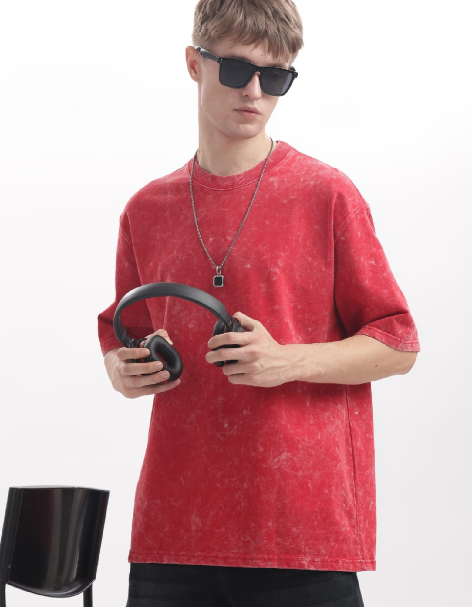 Acid Wash T-shirt Oversized 240 GSM - Red