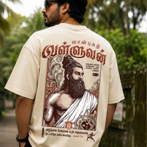 Thiruvalluvar T Shirt for Men & Women | Tiruvalluvar Valluvan Valluvar Printed Oversized T-Shirt | Tamil Poet Thiruvalluvar Graphic T-Shirt | Tamil Culture T-Shirt